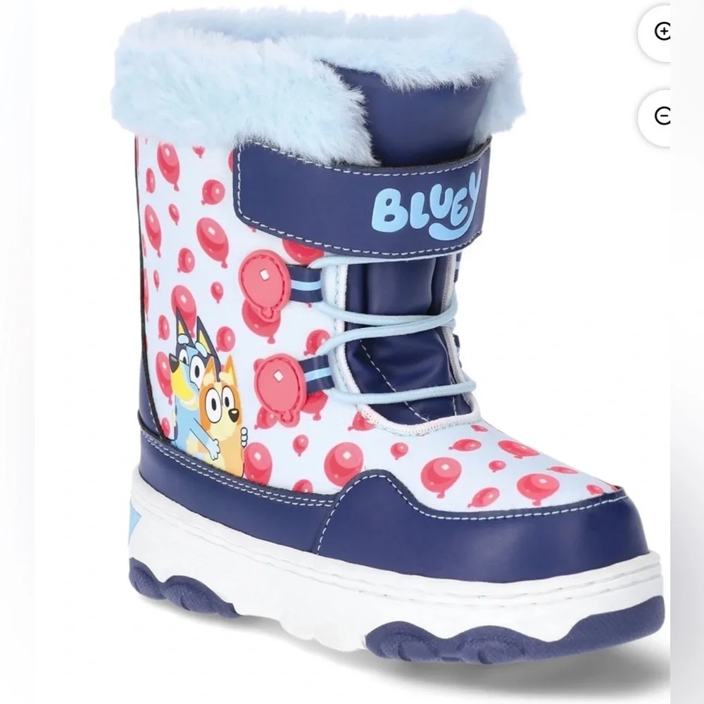 Bluey Toddler Kids Winter Boots with Faux Fur Trim size 9